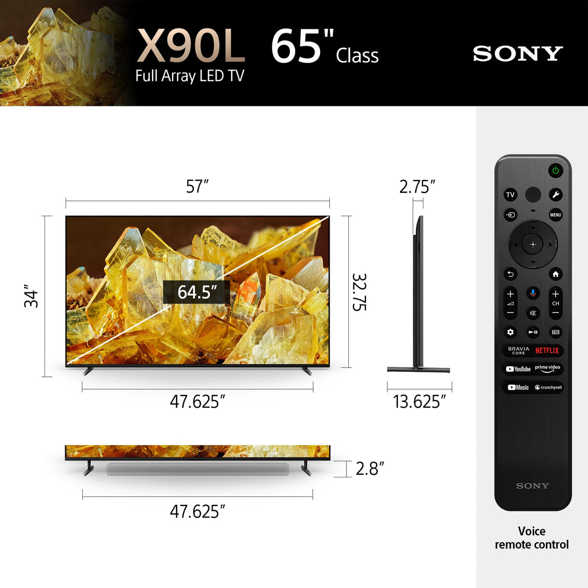 Sony - 65" Class BRAVIA XR X90L LED 4K UHD Smart Google TV (2023)