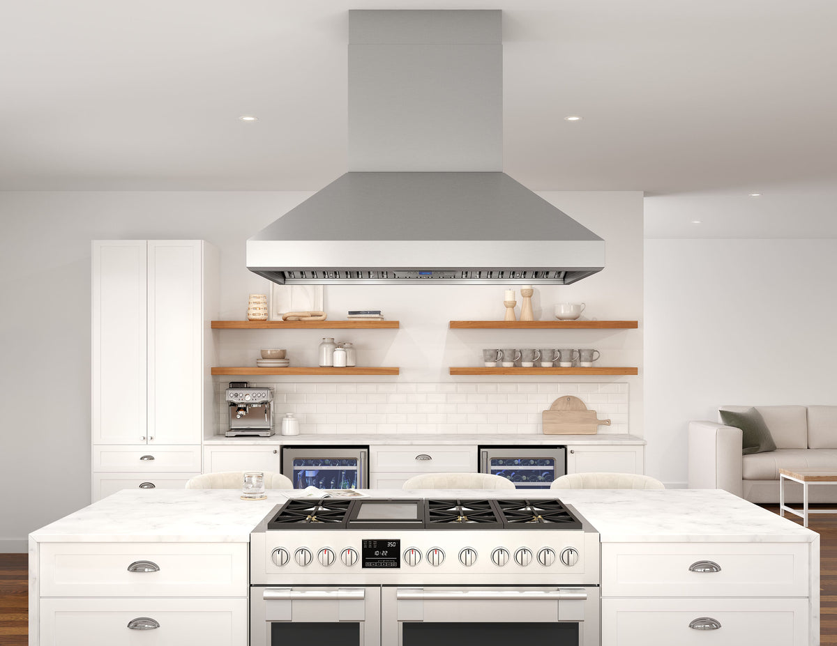 Zephyr - 42 inches - Externally Vented - Island Range Hood - Stainless Steel