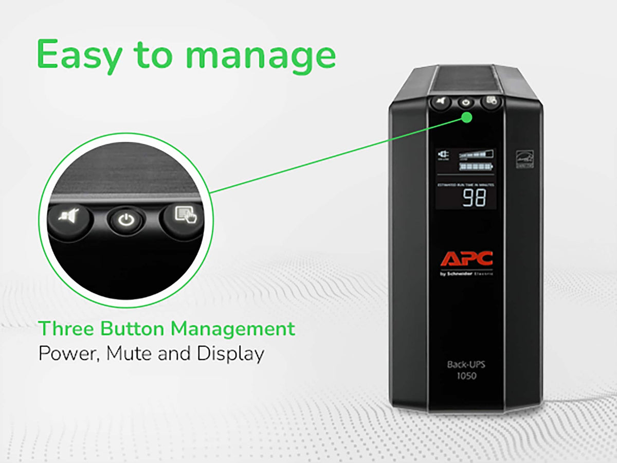 APC - Back-UPS Pro 1050VA Retail, 1050VA, 600W, 8 outlets - Black