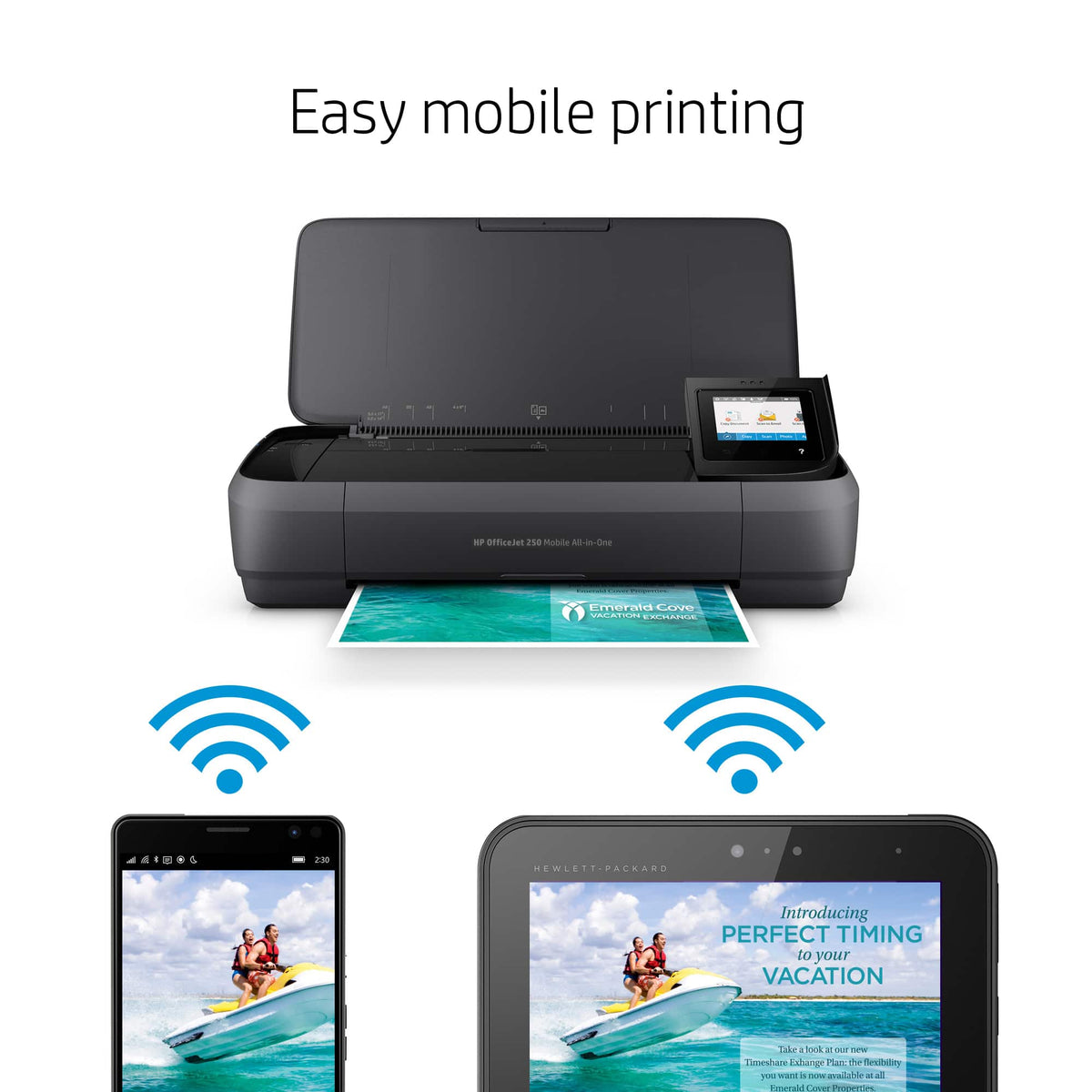 HP - OfficeJet 250 Mobile Wireless All-In-One Inkjet Printer - Black