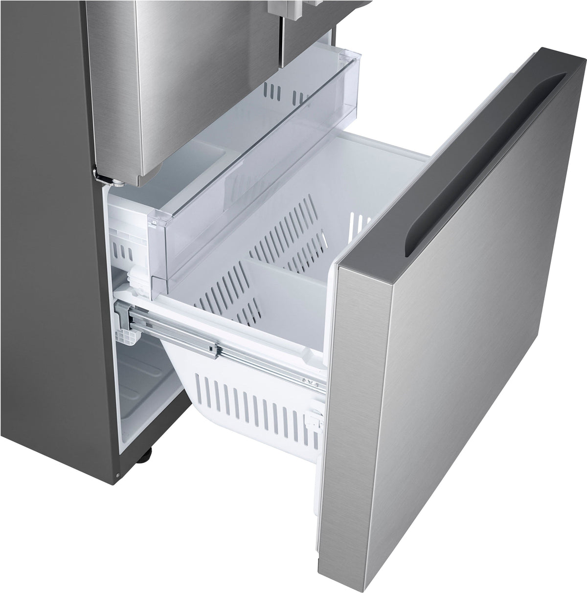 LG - 33-in Wide Standard-Depth MAX 25.1 Cu. Ft. French Door Smart Refrigerator with Glide N' Serve Drawer - Stainless Steel