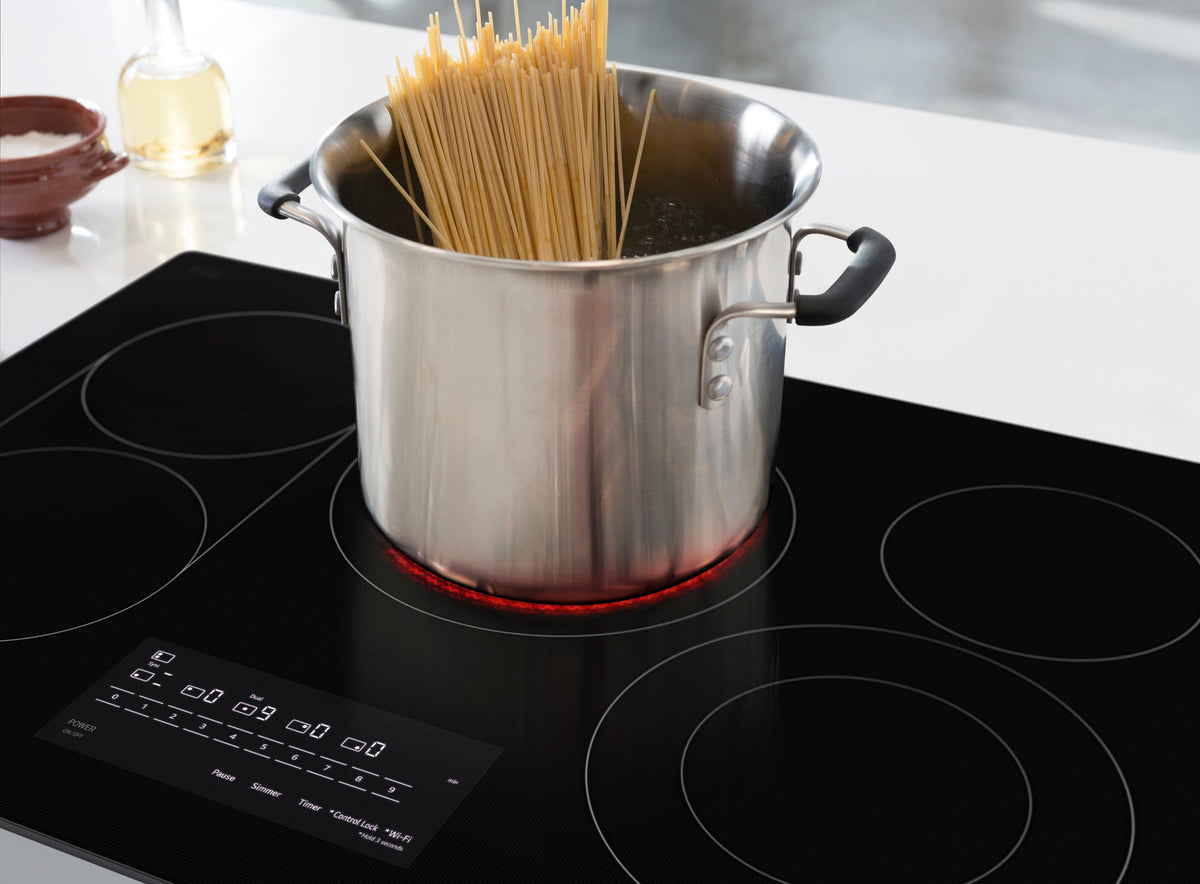 LG - 30-in Wide Built-In Electric Smart Cooktop with 5 Elements, Backlit SmoothTouch Glass Controls and 3.2kW Dual Element - Black