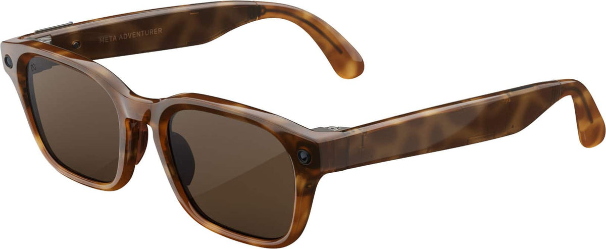 Meta - Adventurer - AI Glasses -Smart Features like 12MP Camera, Live Translate- 8+ Hour Battery- Range of Sizes - Brown Lenses - Classic Tortoise