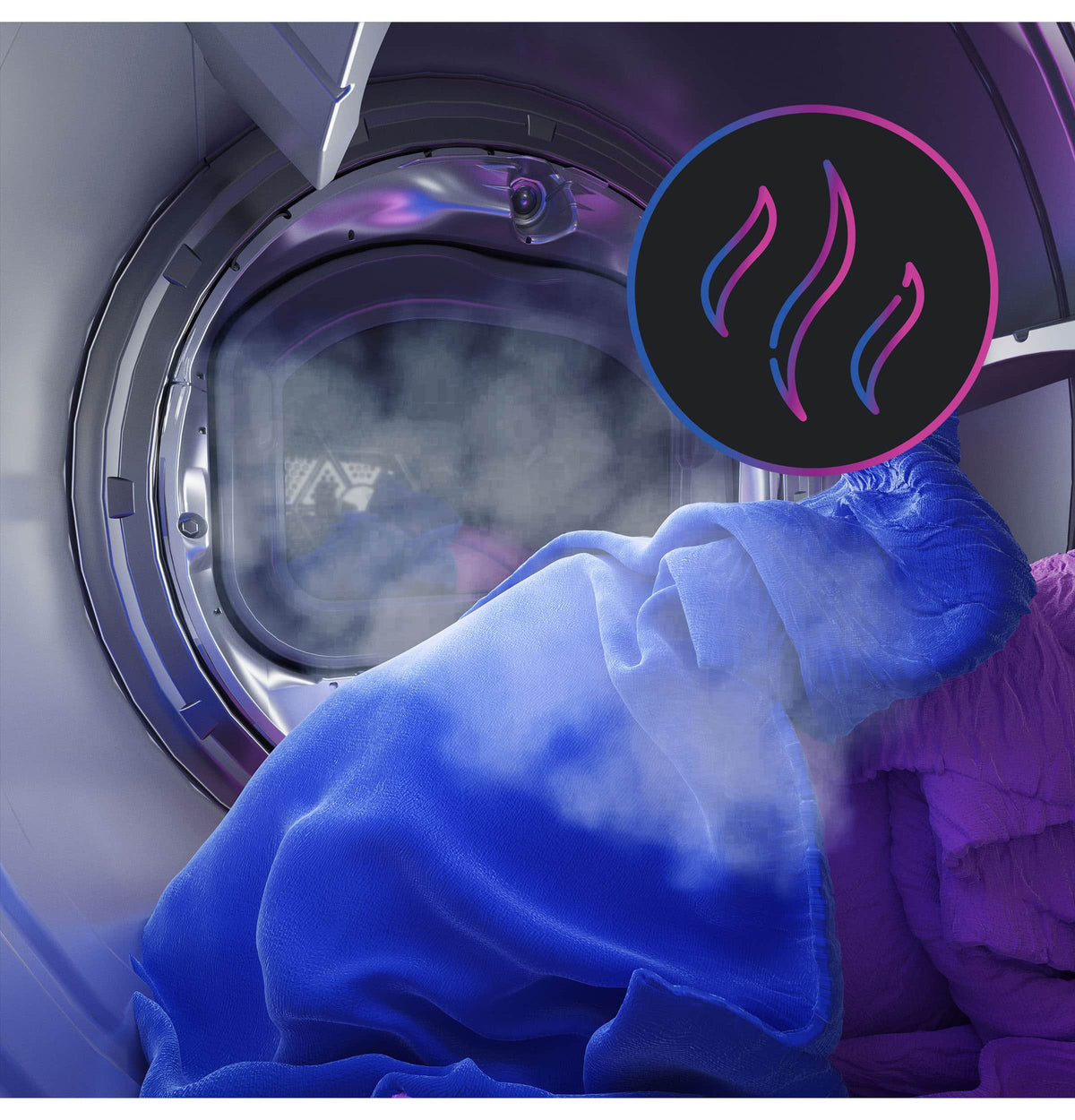 GE Profile - 7.3 Cu. Ft. Smart Electric Dryer with Steam and Tangle Control - Sapphire Blue