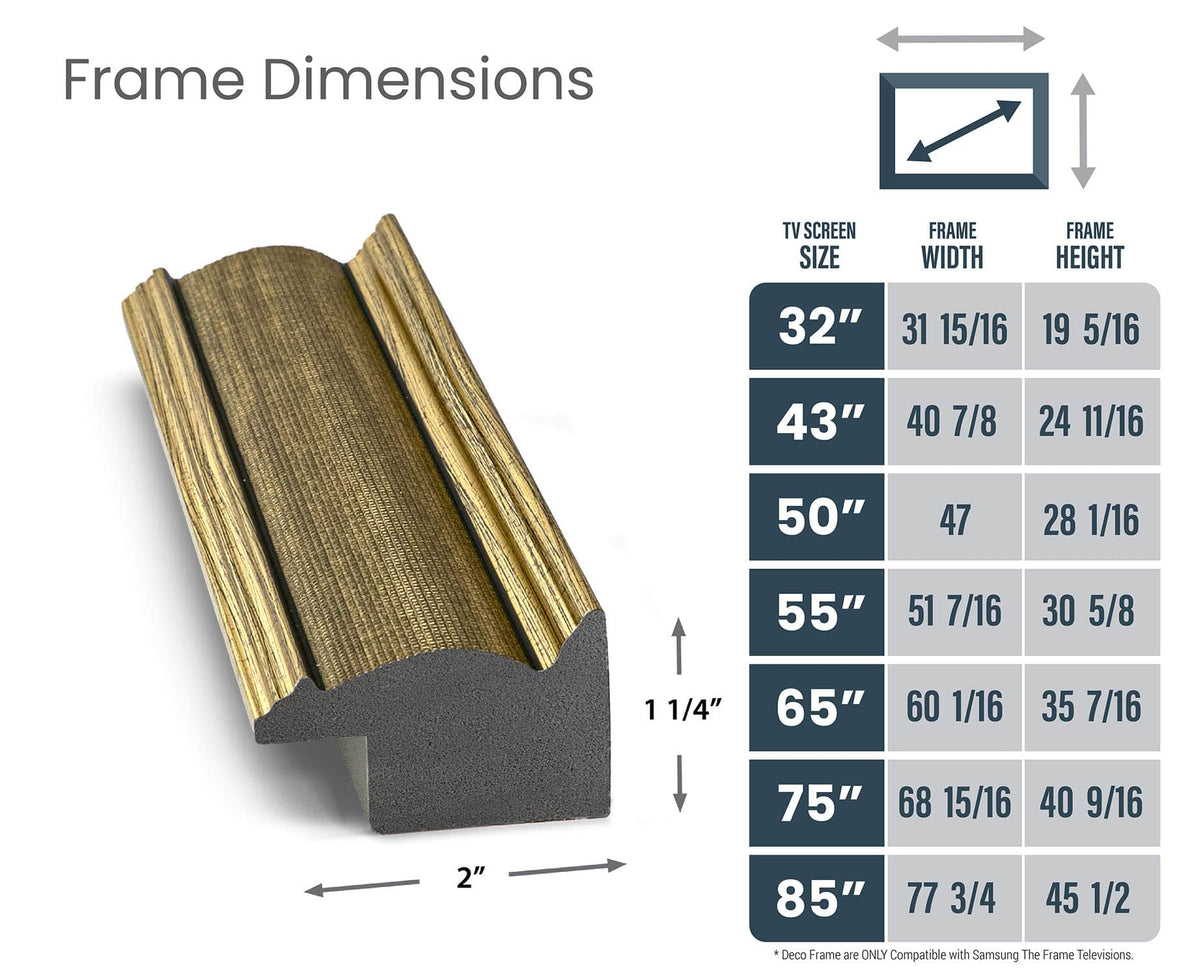 Deco TV Frames - 85" Slim Bezel for Samsung The Frame and Frame Pro TV - Industrial Brass