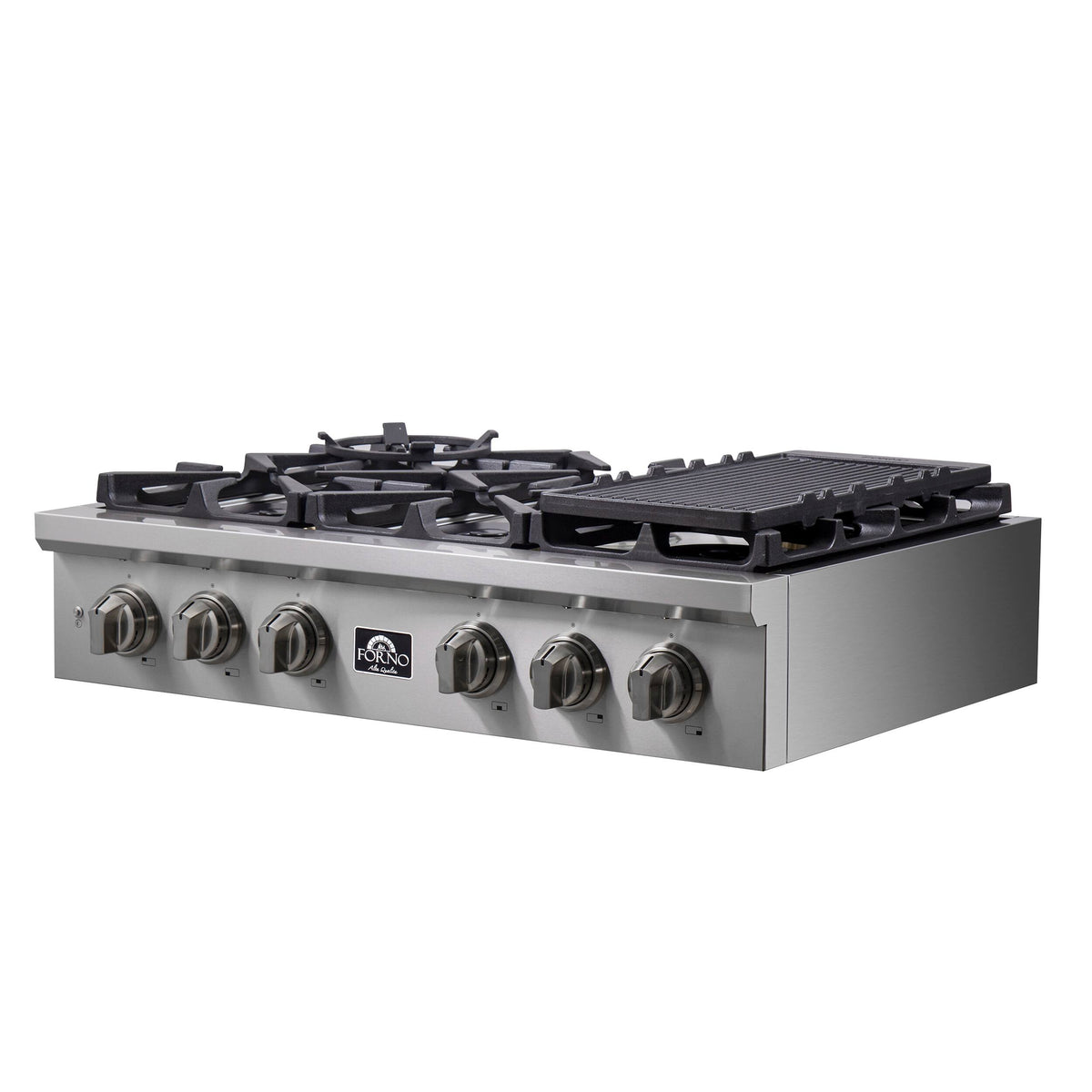 Forno Appliances - 36 in. Wide 6 Burner FORNO ALTA QUALITA PRO-STYLE GAS RANGETOP - Silver