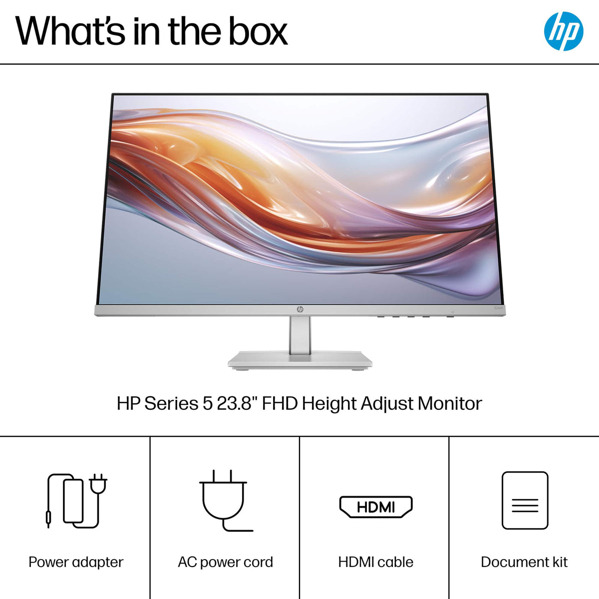HP - 23.8" IPS LED FHD 100Hz Monitor with Adjustable Height (HDMI, VGA) - Silver & Black