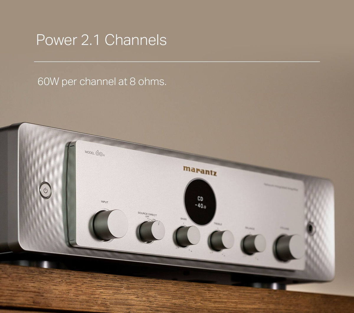 Marantz - MODEL 60n 60W 2.1-Ch. Network Integrated Amplifier - Silver Gold