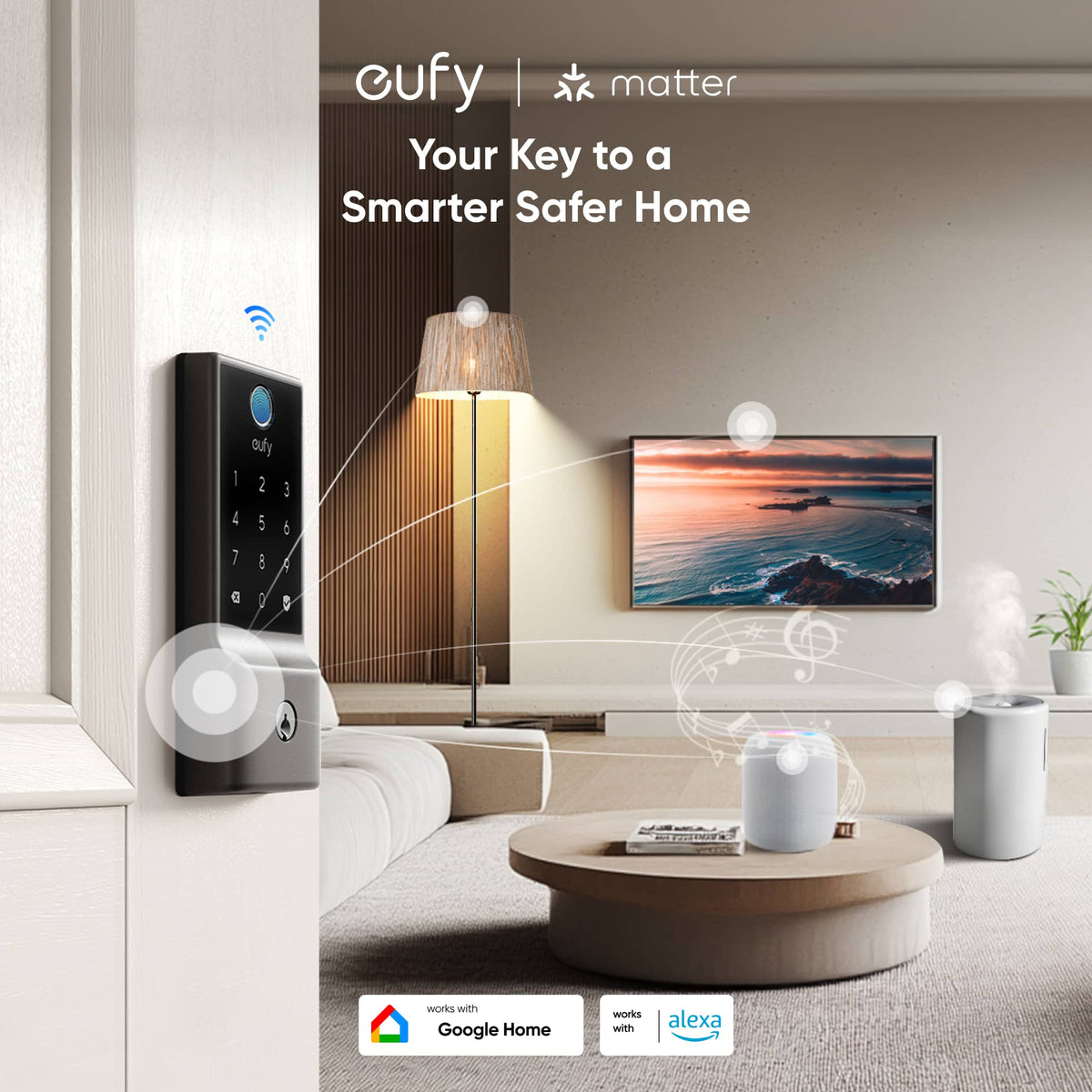 Smart Lock E31 WiFi Replacement Deadbolt Unlock with eufy App, Keypad, Smart Devices, and Fingerprint - Black