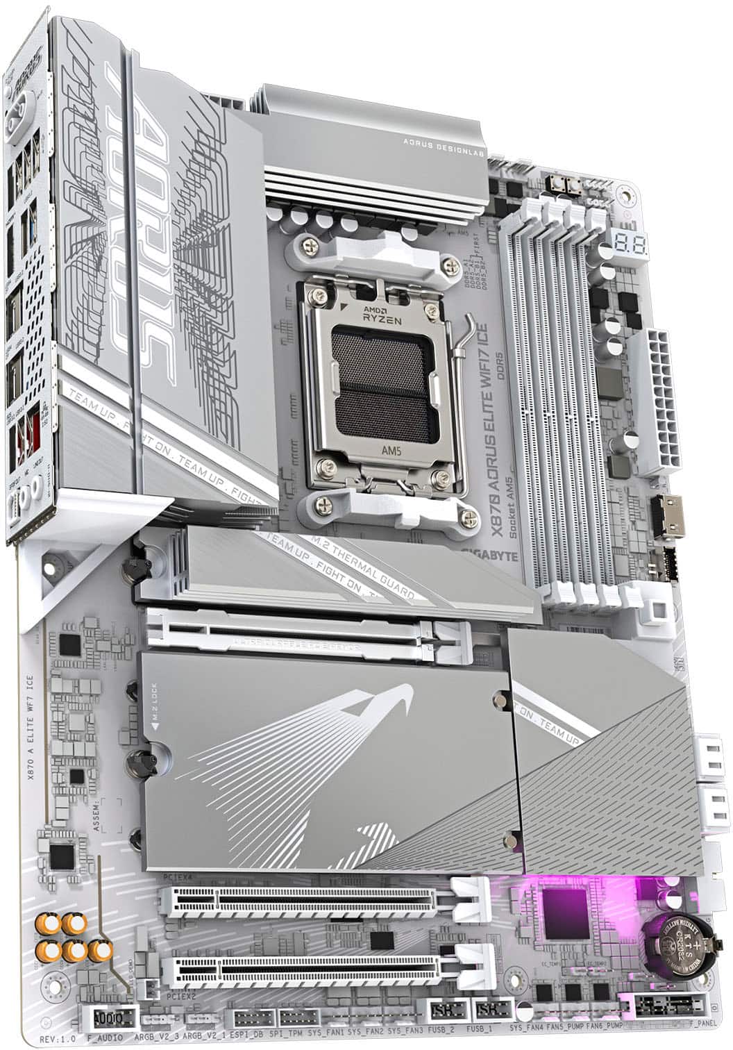 GIGABYTE - X870 AORUS ELITE WIFI7 ICE (Socket AM5) AMD X870 ATX DDR5 Wi-Fi 7 Motherboard - White
