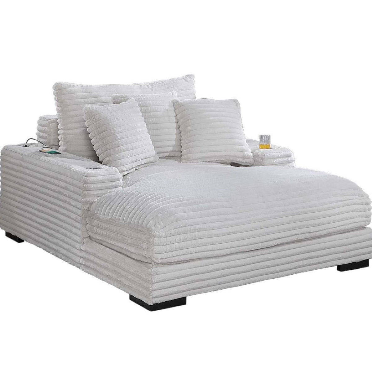 Chaise longue con 2 portavasos y puertos USB