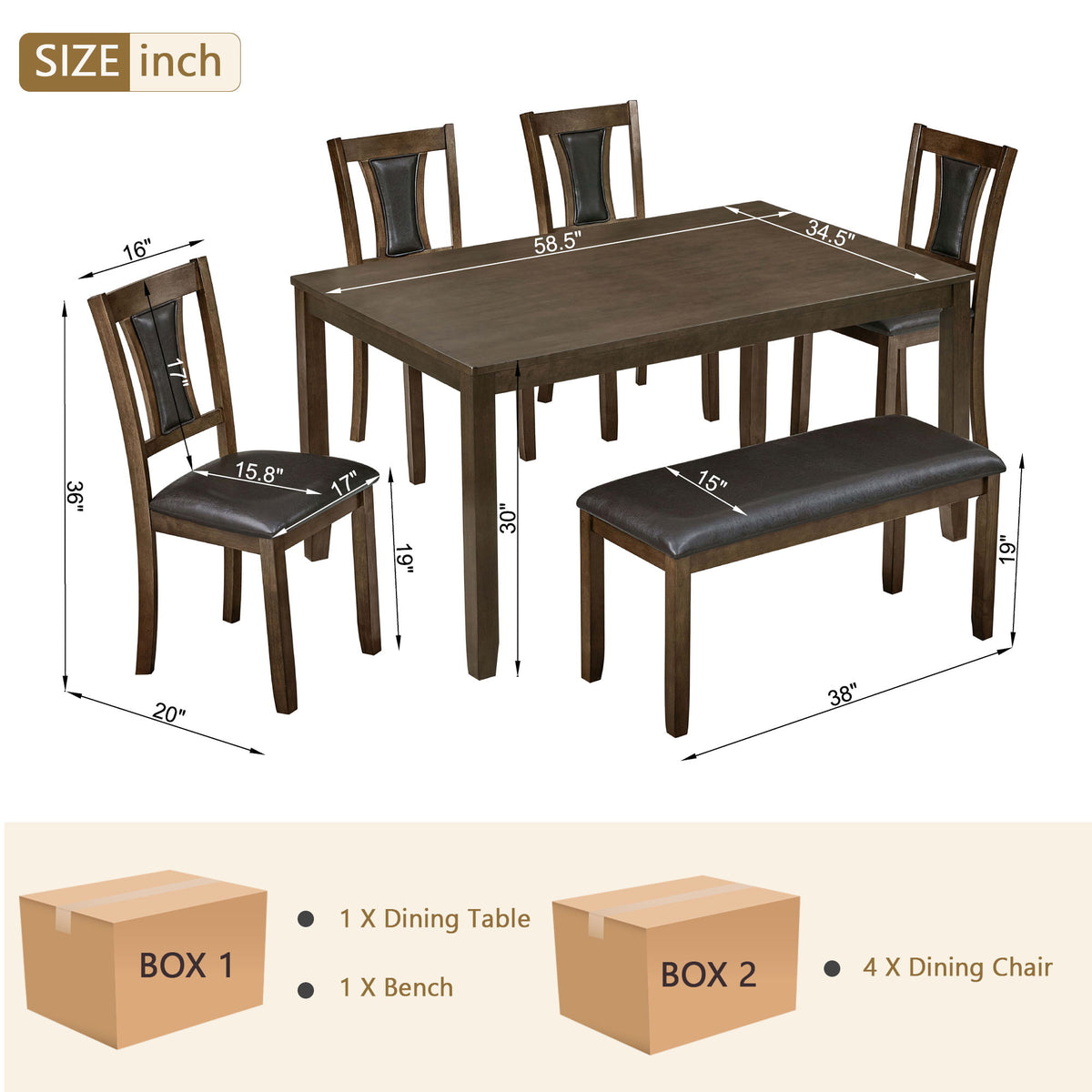 Juego de comedor moderno con sillas tapizadas