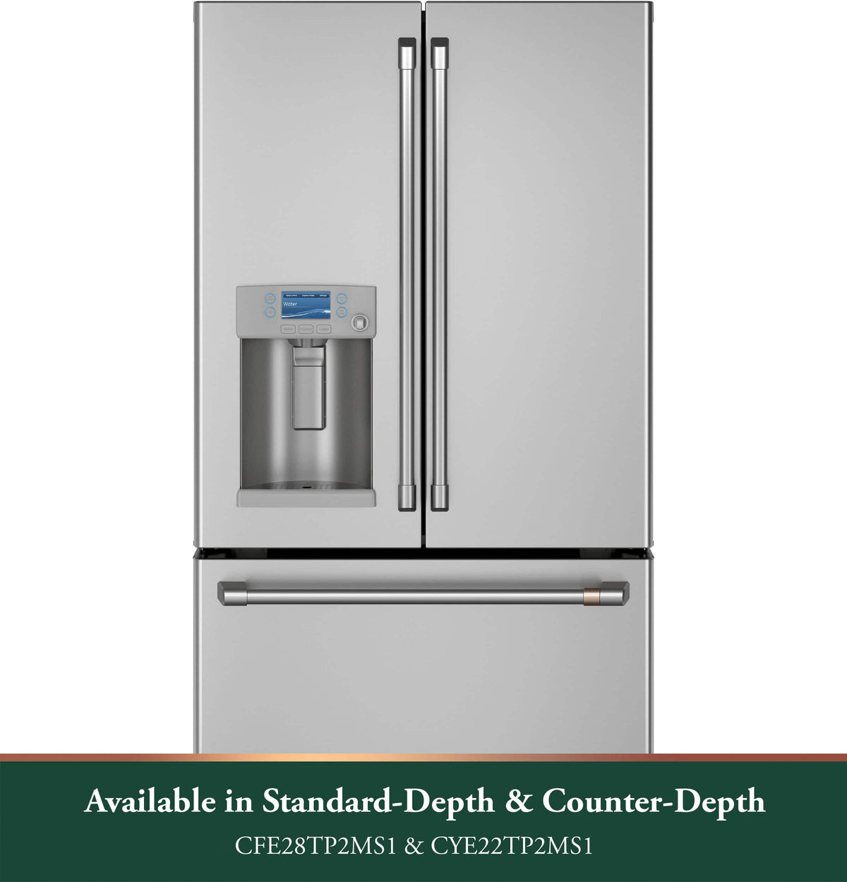 Café - 36 in. Wide 22.2 Cu. Ft. French Door Counter-Depth Smart Refrigerator with Hot Water Dispenser, Customizable - Stainless Steel