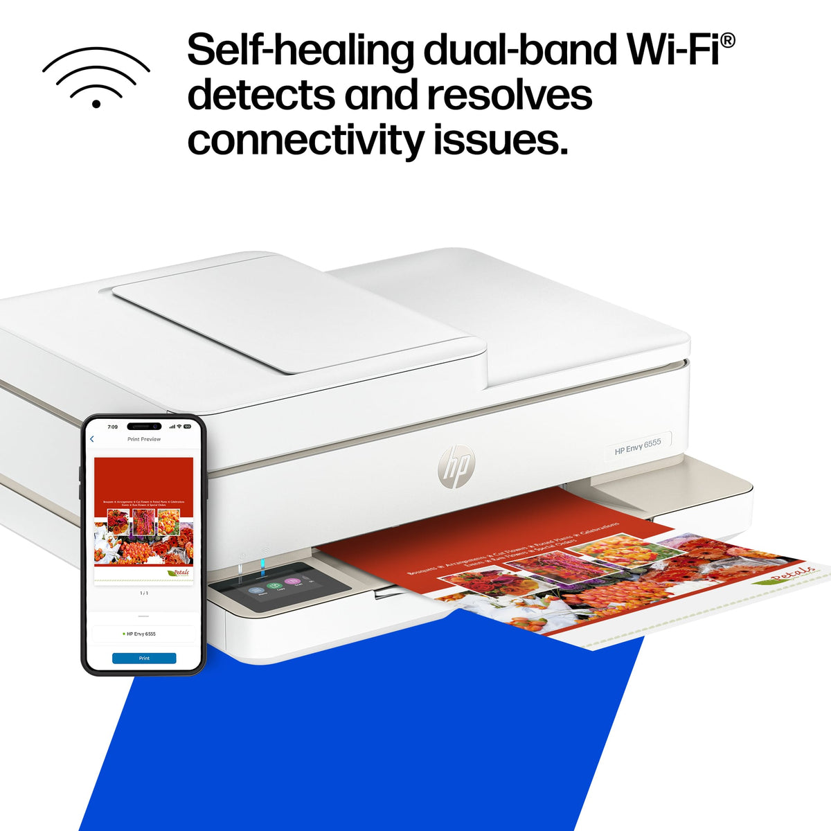 HP - Envy 6555 Wireless AI-Enabled All-in-One Inkjet Printer with 3 Months of Instant Ink - White