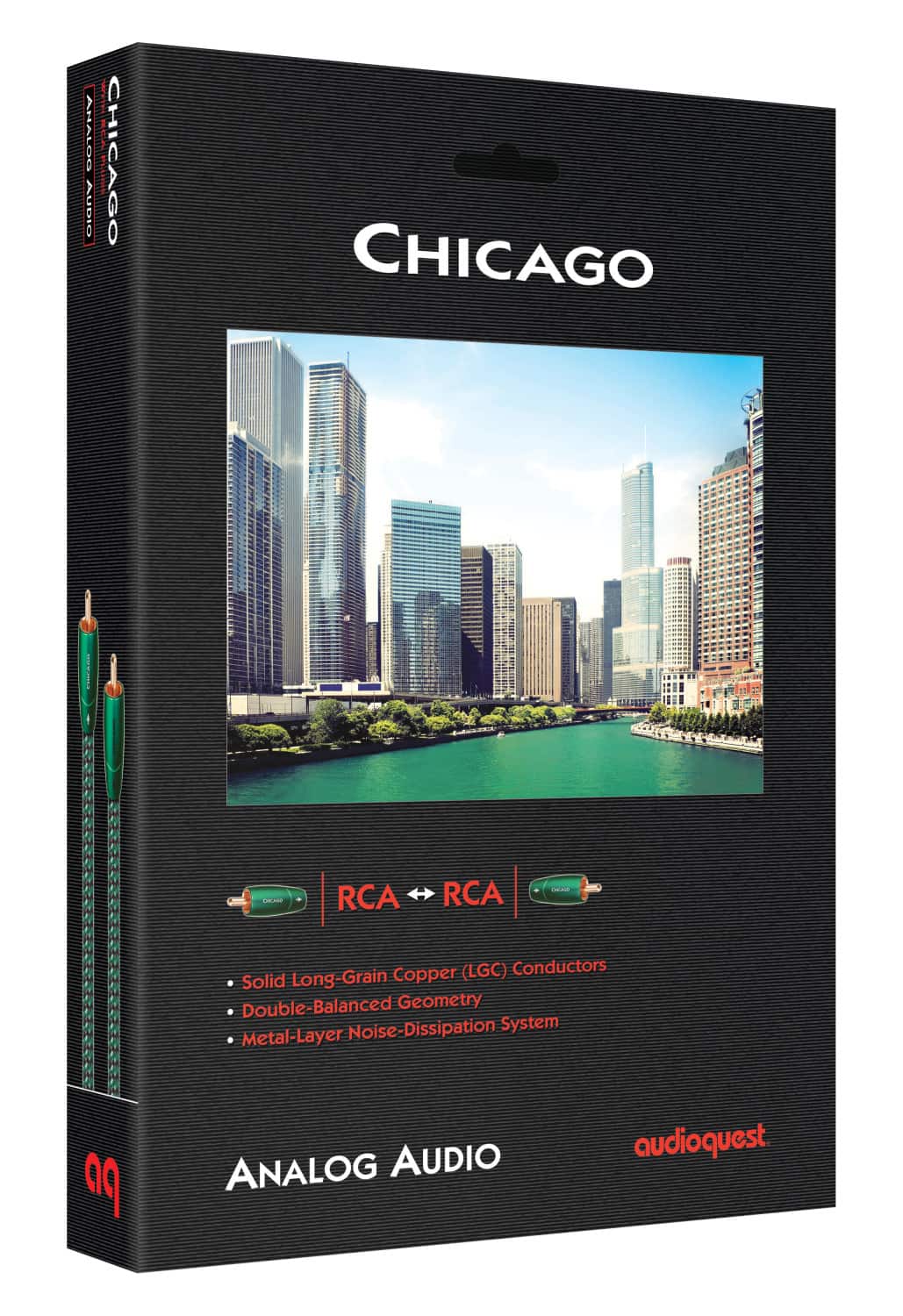 AudioQuest - Chicago RCA > RCA 6.75' Analog Audio Interconnect Cable with RCA to RCA Connectors - Green on Black