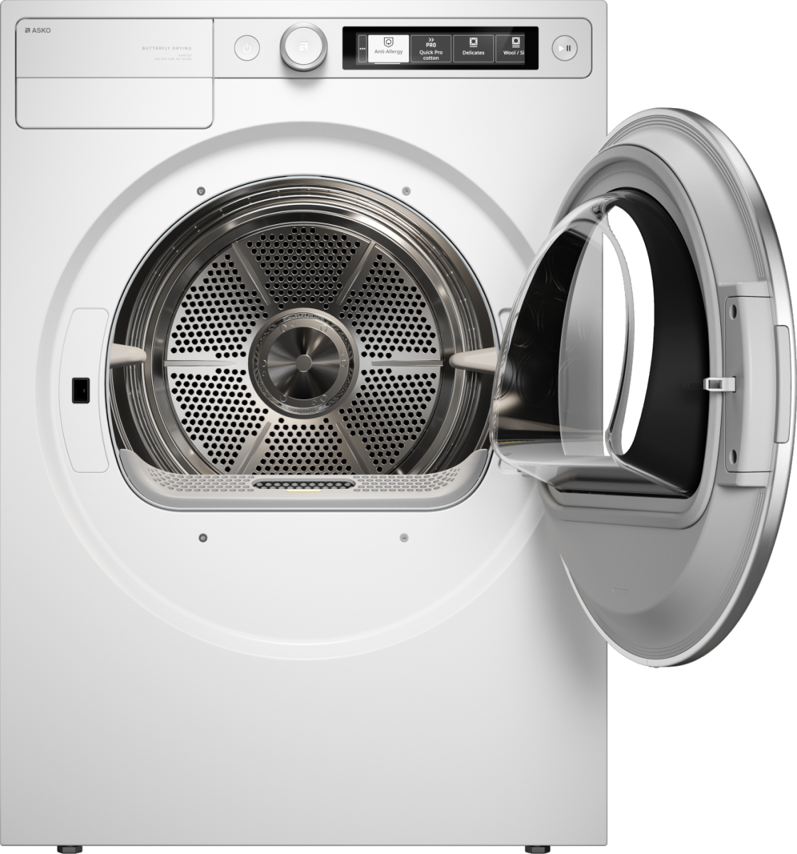 Asko - 5.2 cu. ft. Stackable Electric Vented Dryer - Butterfly Drying System, Soft Drum Technology, 18 Programs – - White