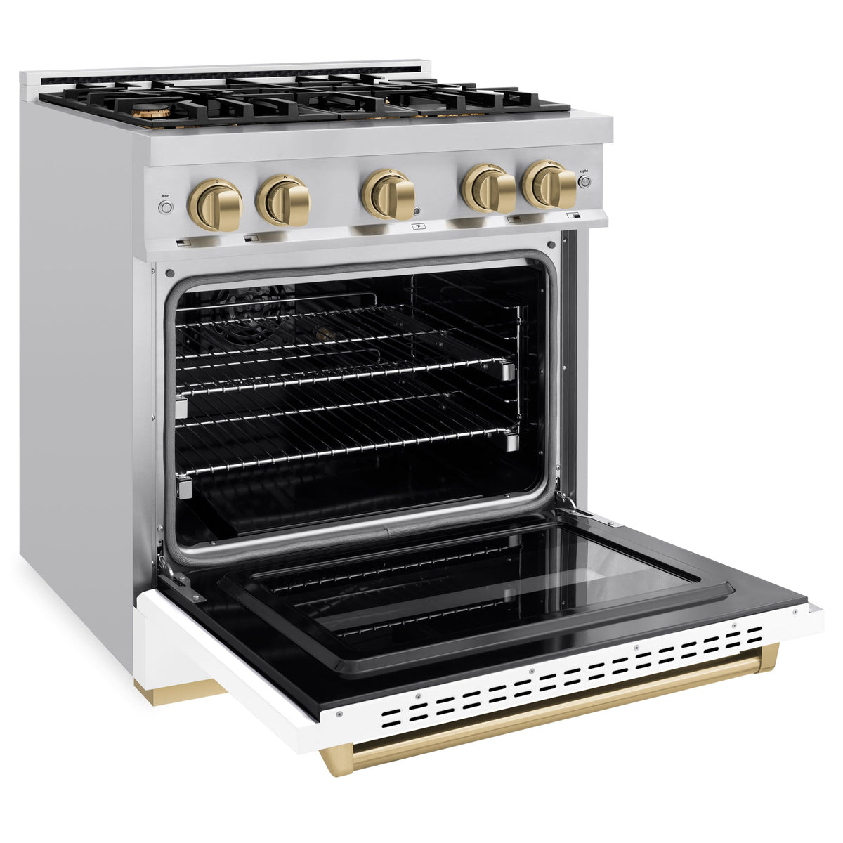 ZLINE - 30 in. Wide 4 Burner Autograph Classic Gas Range Bronze Accents (CGRZ-WM-30-CB) - White