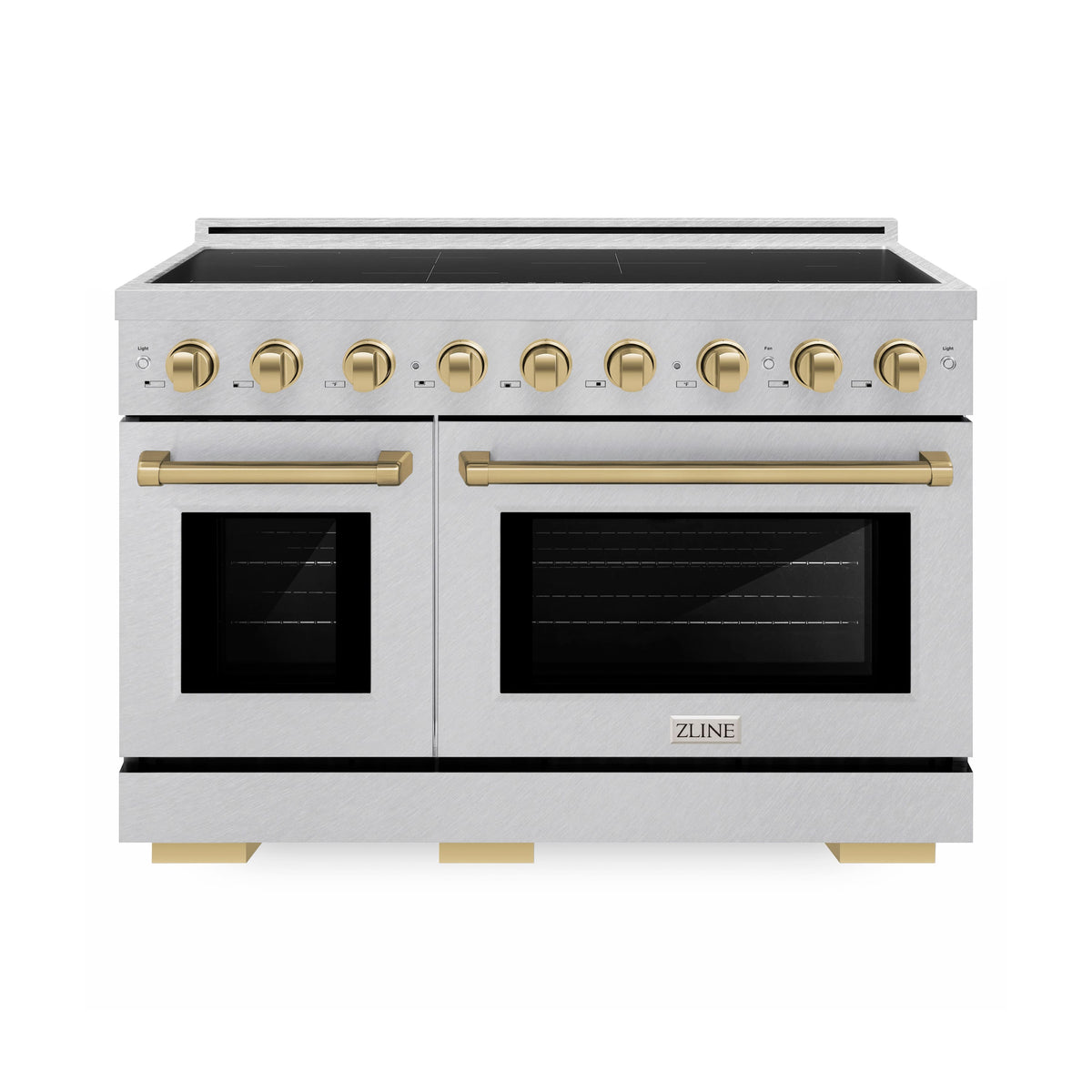 ZLINE - Autograph 48 in. 6.7 cu. ft. Paramount Freestanding Induction Range in Satin Stainless Steel with Bronze Accents - DuraSnow Stainless Steel