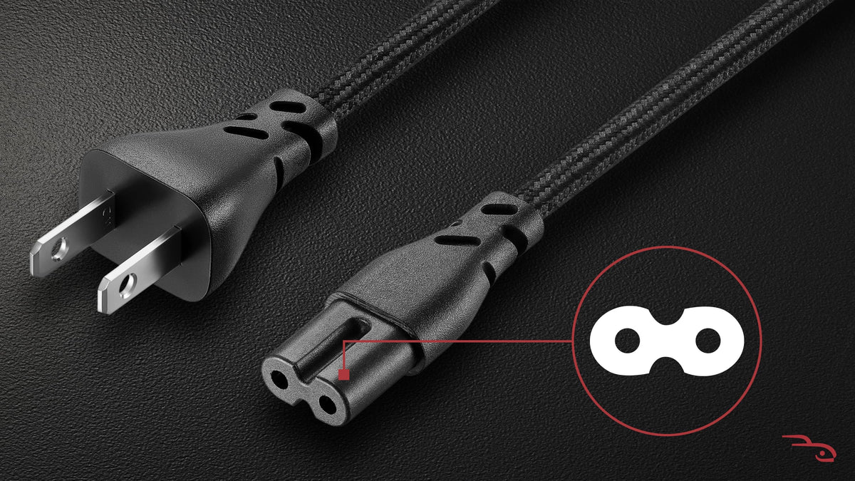 Rocketfish™ - 8 ft. Non-Polarized Braided Power Cord - Black