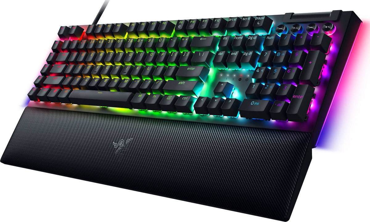Razer - BlackWidow V4 Full Size Wired Mechanical Green Clicky Switch Gaming Keyboard with Chroma RGB Backlighting - Black