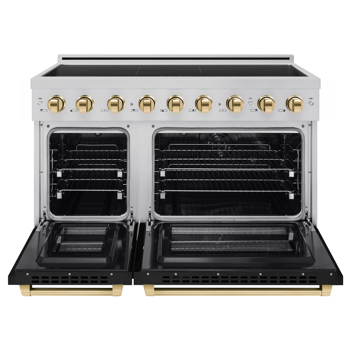ZLINE - Autograph 48 in. 6.7 cu. ft. Paramount Freestanding Induction Range with Black Matte Doors and Polished Gold Accents - Matte Black