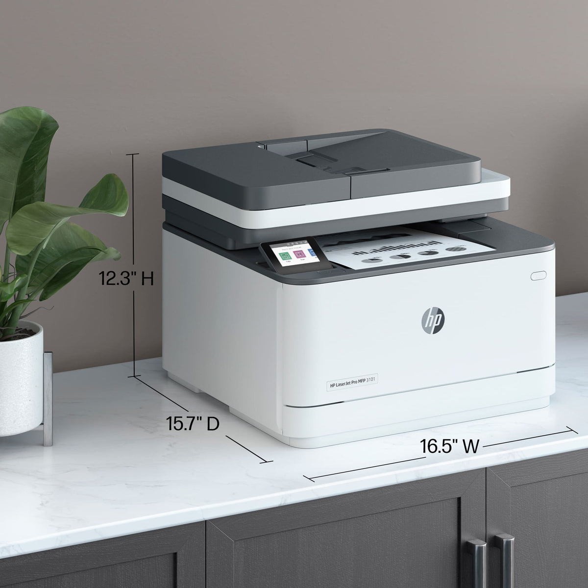 HP - LaserJet Pro MFP 3101sdw Wireless AI-Enabled Black-and-White All-in-One Laser Printer - White