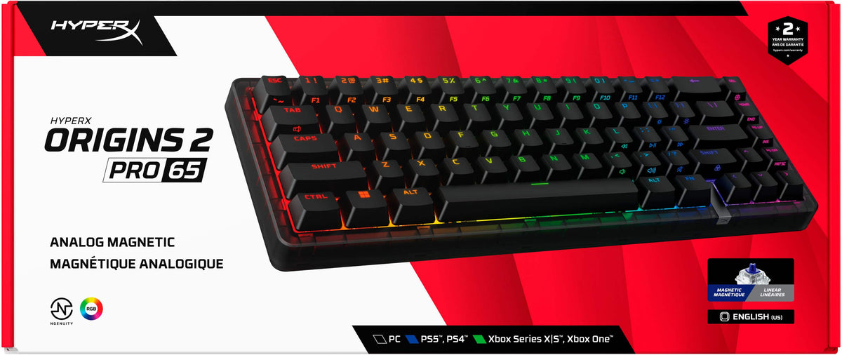 HyperX - Origins 2 Pro 65% Wired Magnetic Linear Switch Gaming Keyboard with RGB Back Lighting - Black