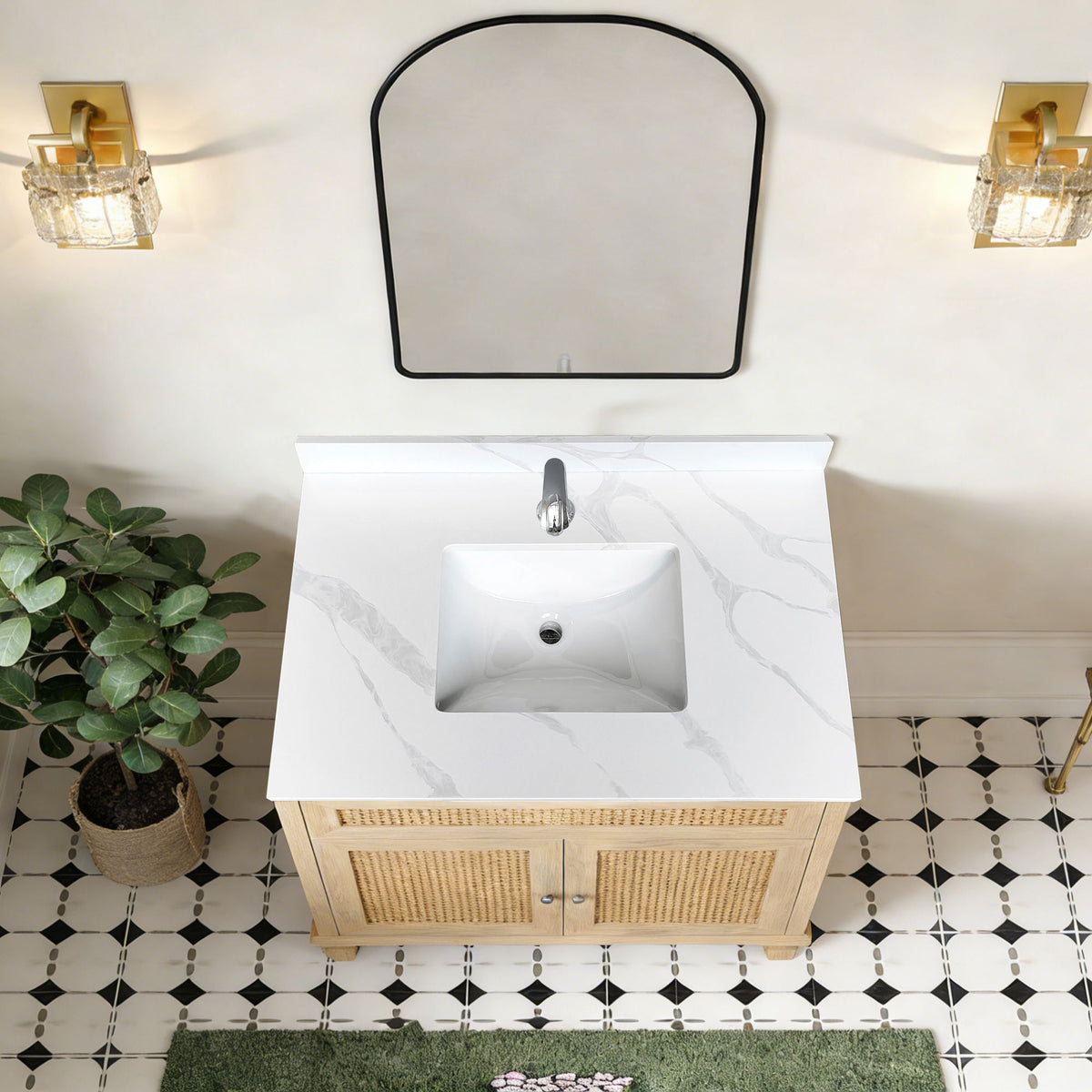 Encimera de baño con lavabo bajo encimera de una cubeta