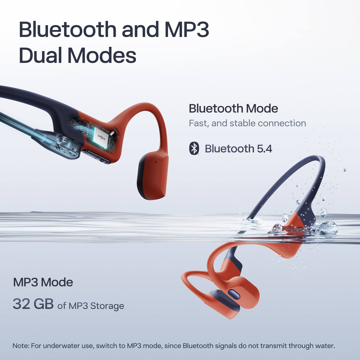 Shokz - OpenSwim Pro Wireless Bone Conduction Open-Ear Bluetooth Sports Headphones - Red