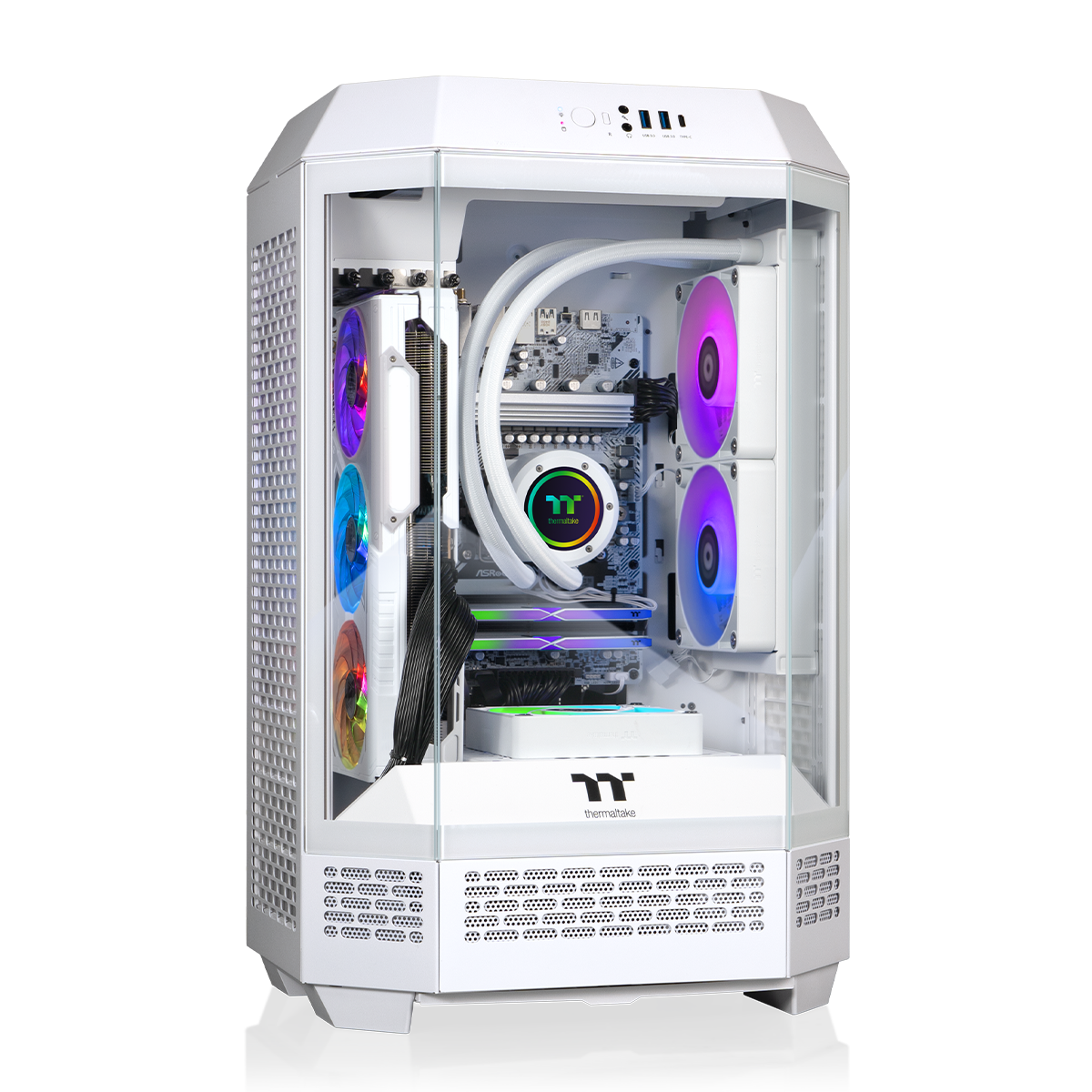 Thermaltake - LCGS Reactor 7696XS Gaming Desktop AMD Ryzen 5 7600X 2025 32GB Memory AMD Radeon RX 9060 XT 16GB 2TB SSD NVMe M.2 - White