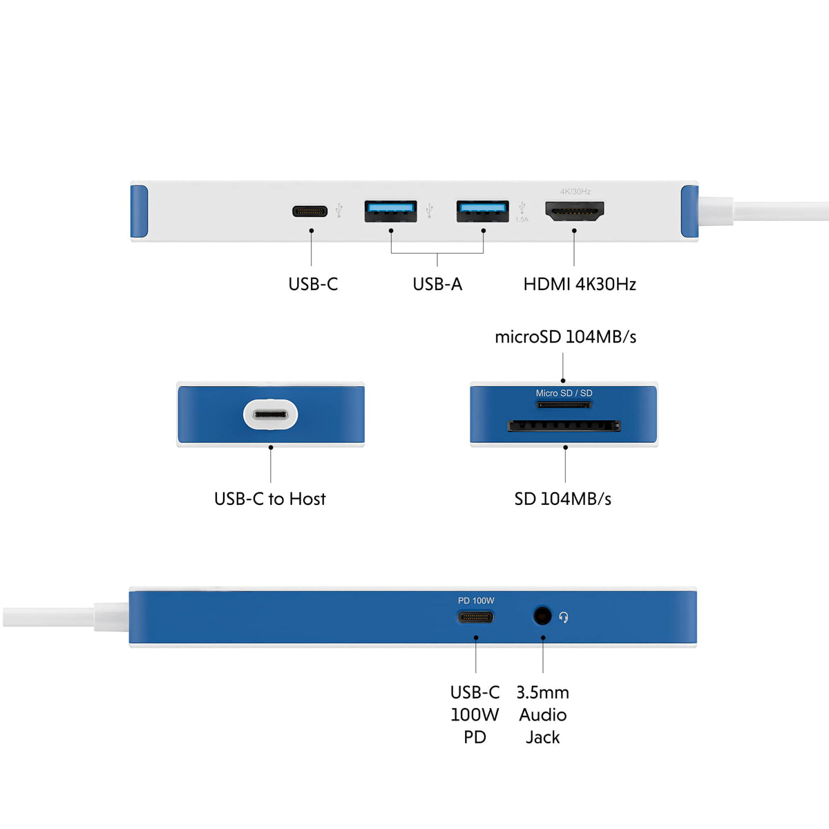 Hyper - HyperDrive Flex 8 Port USB-C Hub - Blue