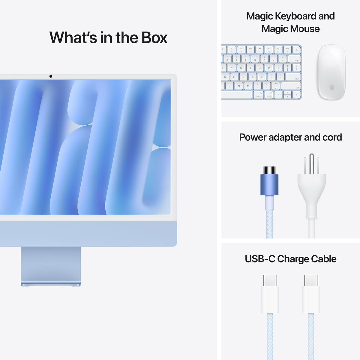 Apple - iMac 24-inch All-in-One - M4 chip - Built for Apple Intelligence - 8 Core CPU - 8 Core GPU - 16GB Memory - 256GB SSD - Blue