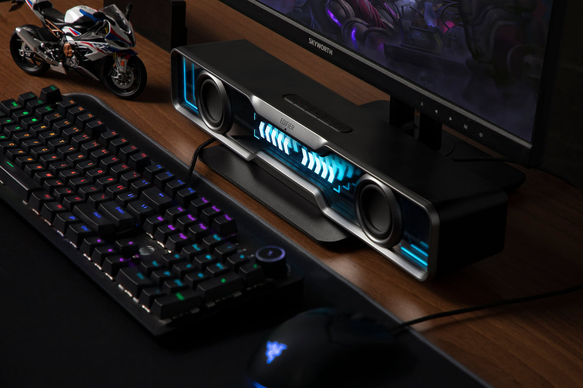 Edifier - QS30 2.0 Bluetooth Gaming Soundbar with Halo Lighting (1-Piece) - Black
