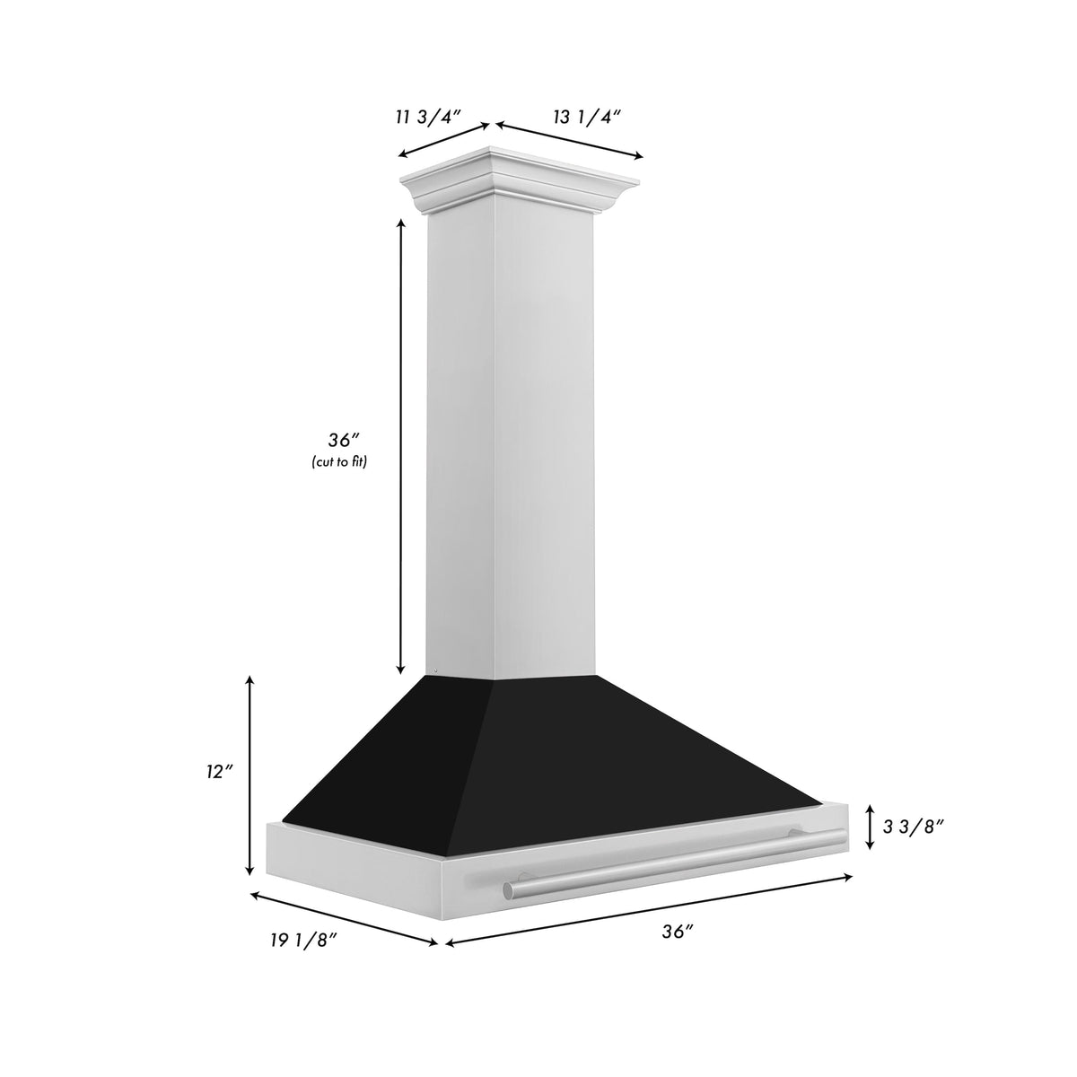 ZLINE - 36 inches - Externally Vented - Wall Range Hood - Black Matte