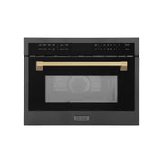 ZLINE - Autograph 24" 1.6 cu ft. Built-in Convection Microwave Oven and Champagne Bronze Accents - Black Stainless Steel