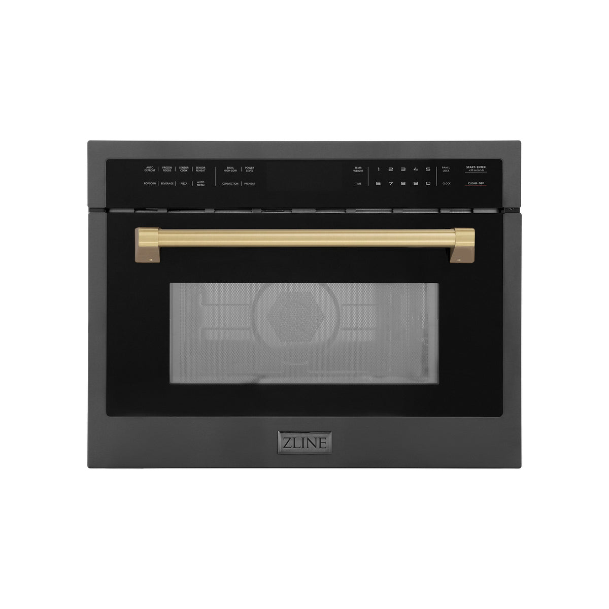 ZLINE - Autograph 24" 1.6 cu ft. Built-in Convection Microwave Oven and Champagne Bronze Accents - Black Stainless Steel
