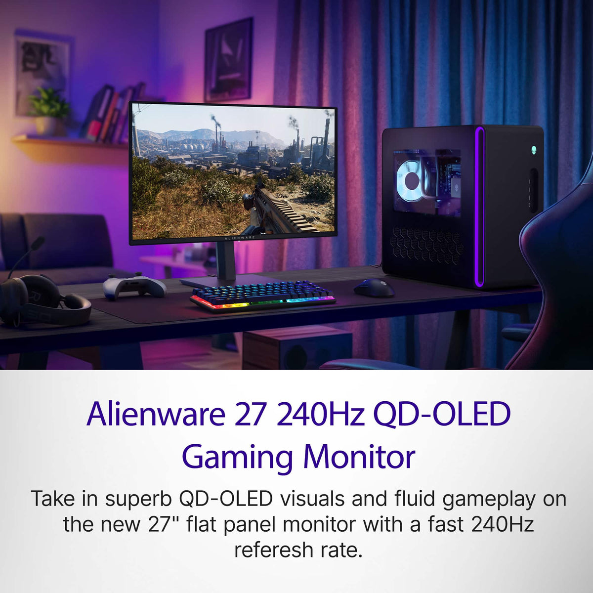 Alienware - AW2726DM 27" QD-OLED QHD 240Hz 0.03ms FreeSync Premium Pro Gaming Monitor with HDR (HDMI, DisplayPort) - Black