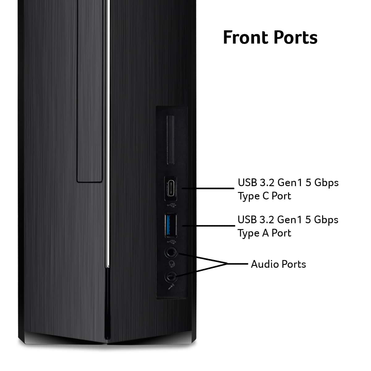 Acer - Aspire XC-1715_CZN-UB13 Desktop - AMD Ryzen 3 5400U 2021 - 8GB LPDDR5 Memory - 512GB Storage - USB Keyboard and Mouse - Black