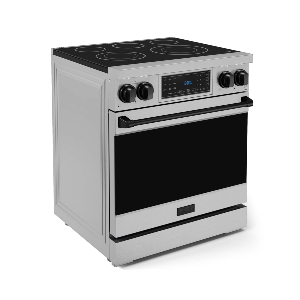 30 in. Wide 5 Elements Gordon Ramsay Series by Thor Kitchen 4.55 Cu. Ft Freestanding Electric Range with Black Hardware - Stainless Steel
