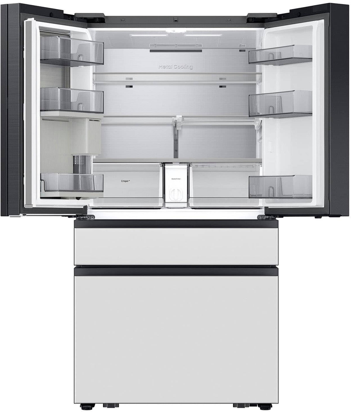 Samsung - 36 in. Wide Bespoke 23 cu. ft. Counter Depth 4-Door French Door Refrigerator with AI Family Hub+ - White Glass
