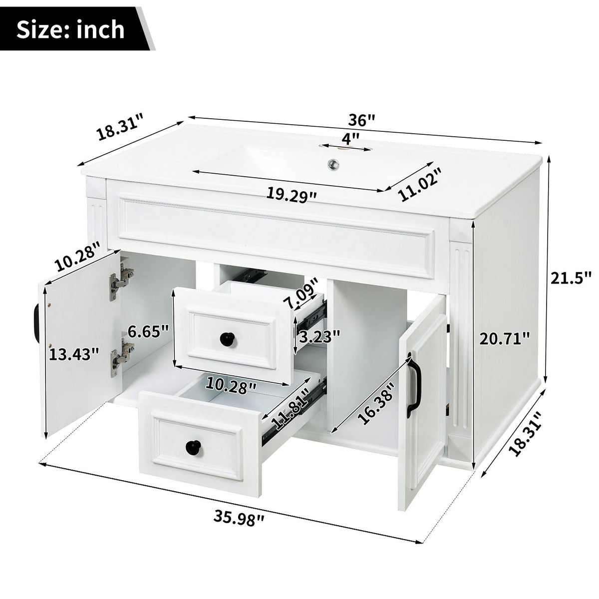 Gabinete de baño de estilo francés sencillo montado en la pared con lavabo