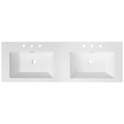 Vanity Top With Undermount Rectangular Double Sinks, Faucet Holes - White