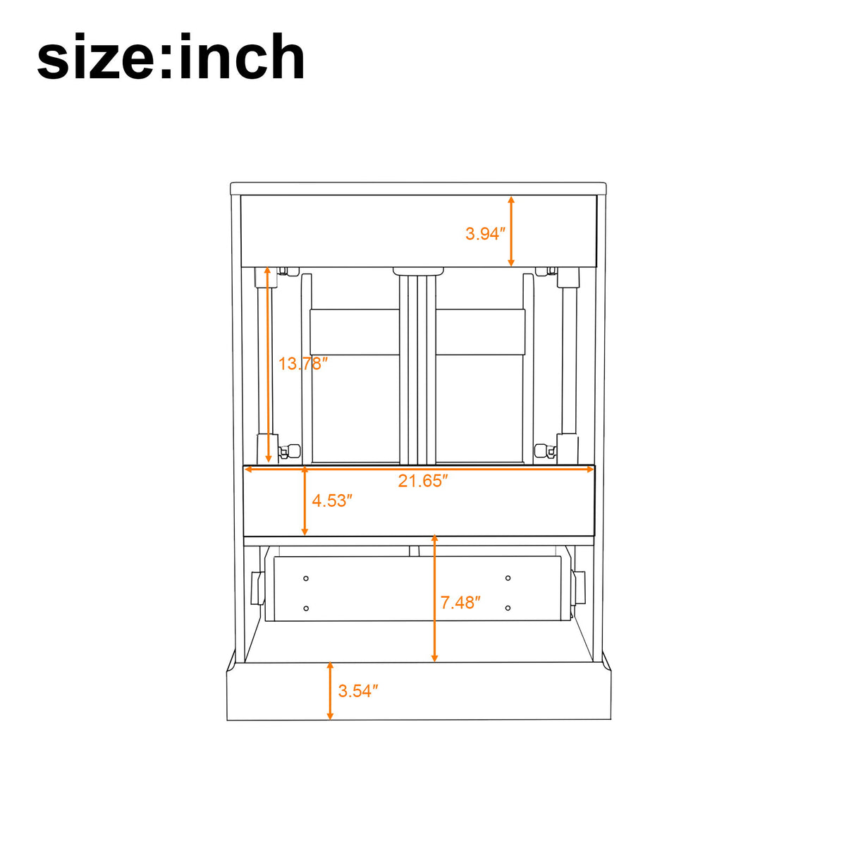 Bathroom Vanity With Sink, 1 Divided Drawer And 2 Soft Close Doors With Double Shelf