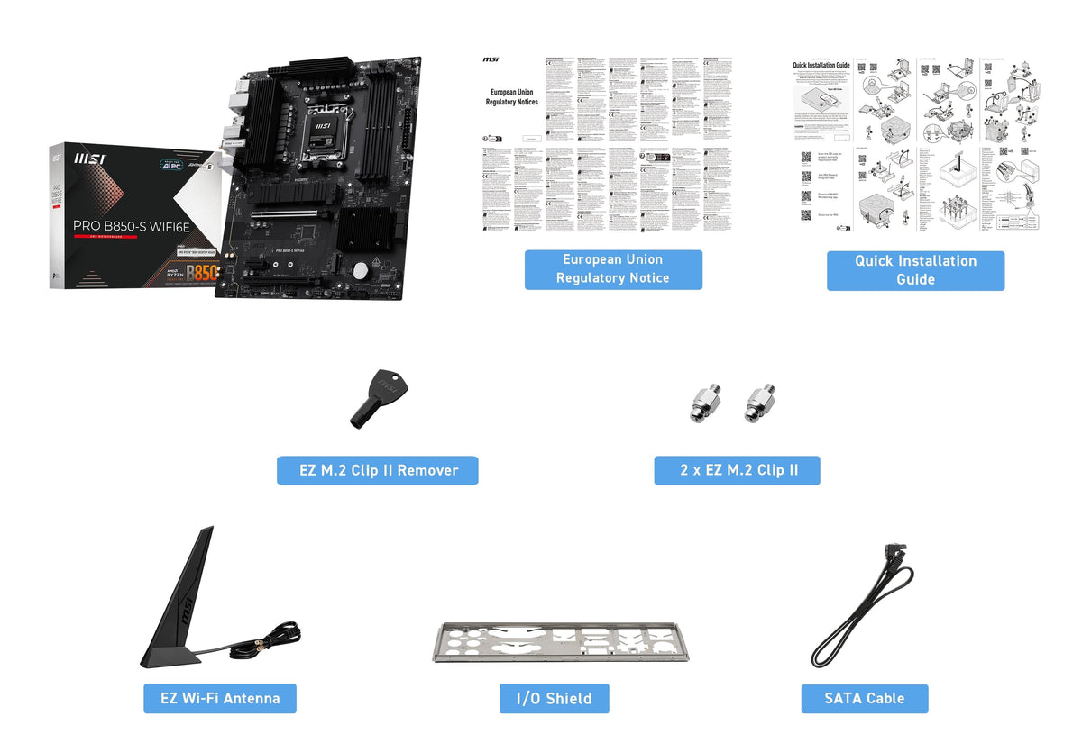 MSI - PRO B850-S WIFI6E(Socket AM5) AMD B850 ATX DDR5 Wi-Fi 6E Motherboard - Black