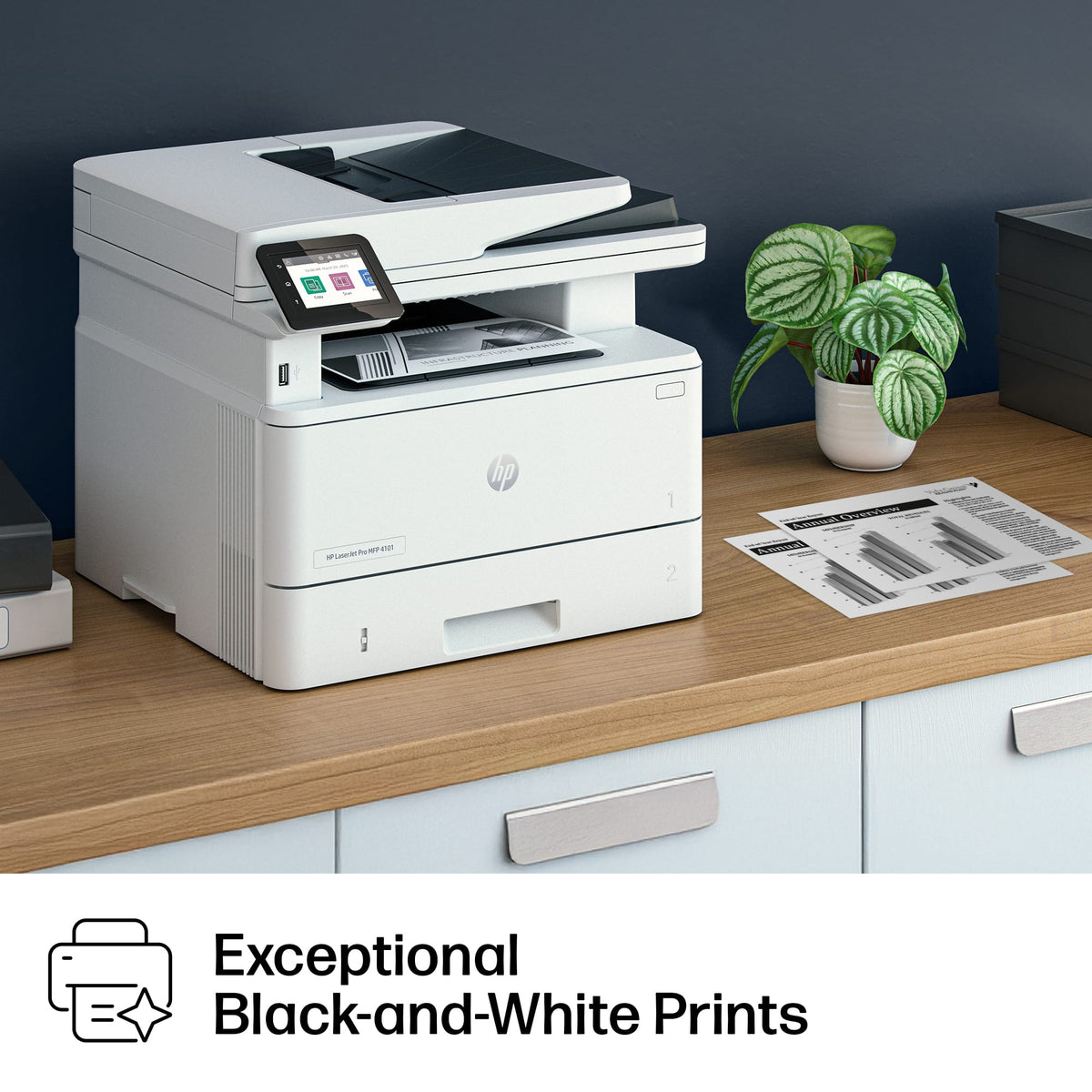 HP - LaserJet Pro MFP 4101fdn AI-Enabled Black-and-White All-in-One Laser Printer - White