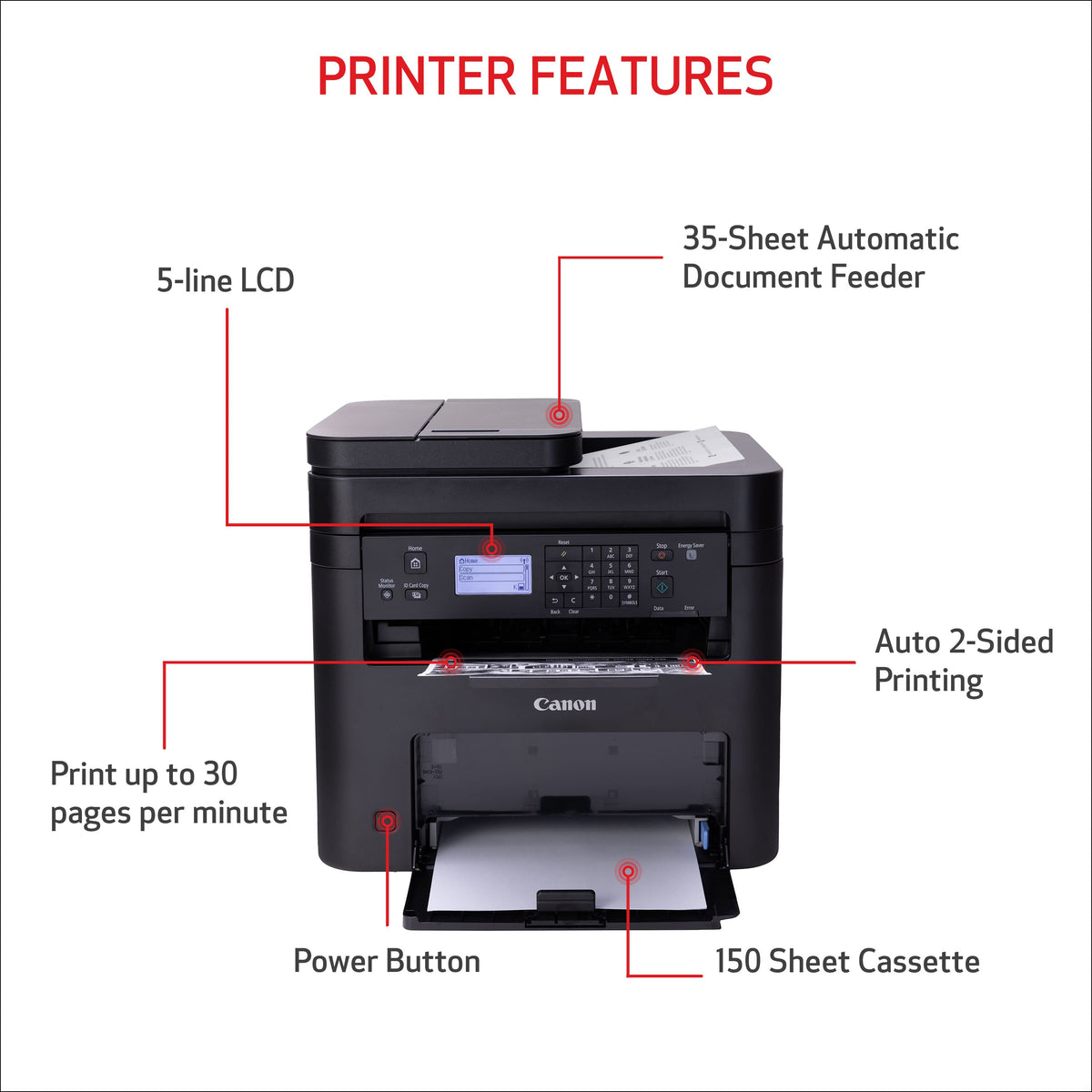 Canon - imageCLASS MF273dw Wireless Black-and-White All-In-One Laser Printer - Black