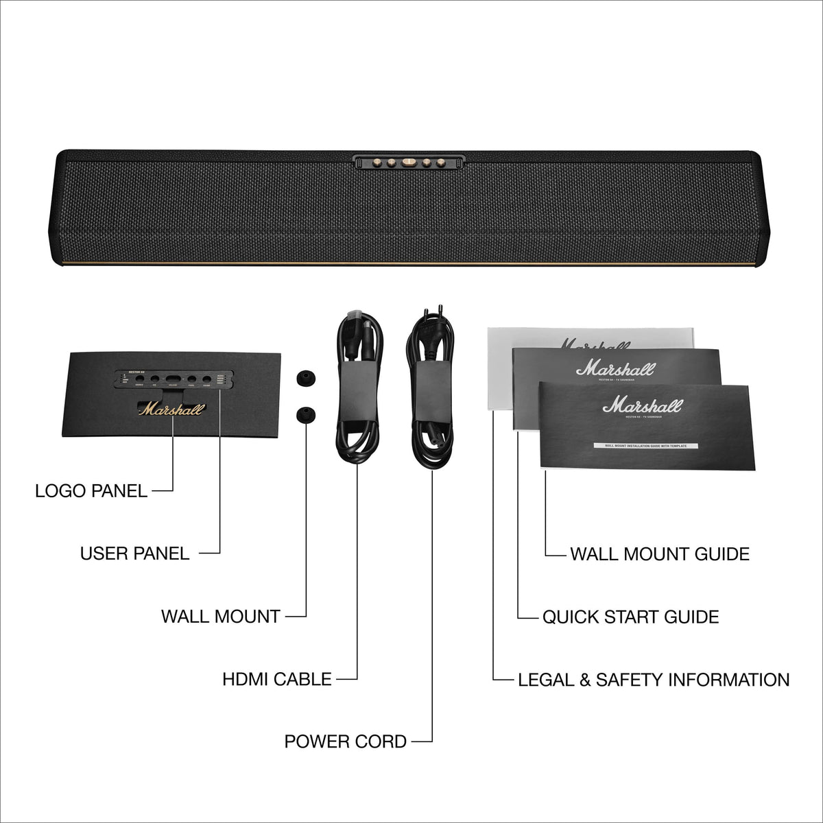 Marshall - Heston 60 5.1 Channel Soundbar with Dolby Atmos Immersive Sound for TV / Movies / Music - Black