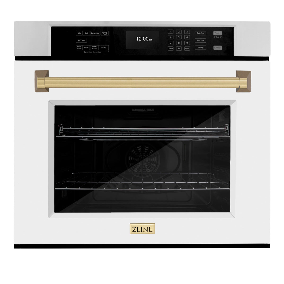 ZLINE - 30 in. Autograph Wall Oven w/ Air Fry and Self Clean w/ White Bronze Accents - Stainless Steel