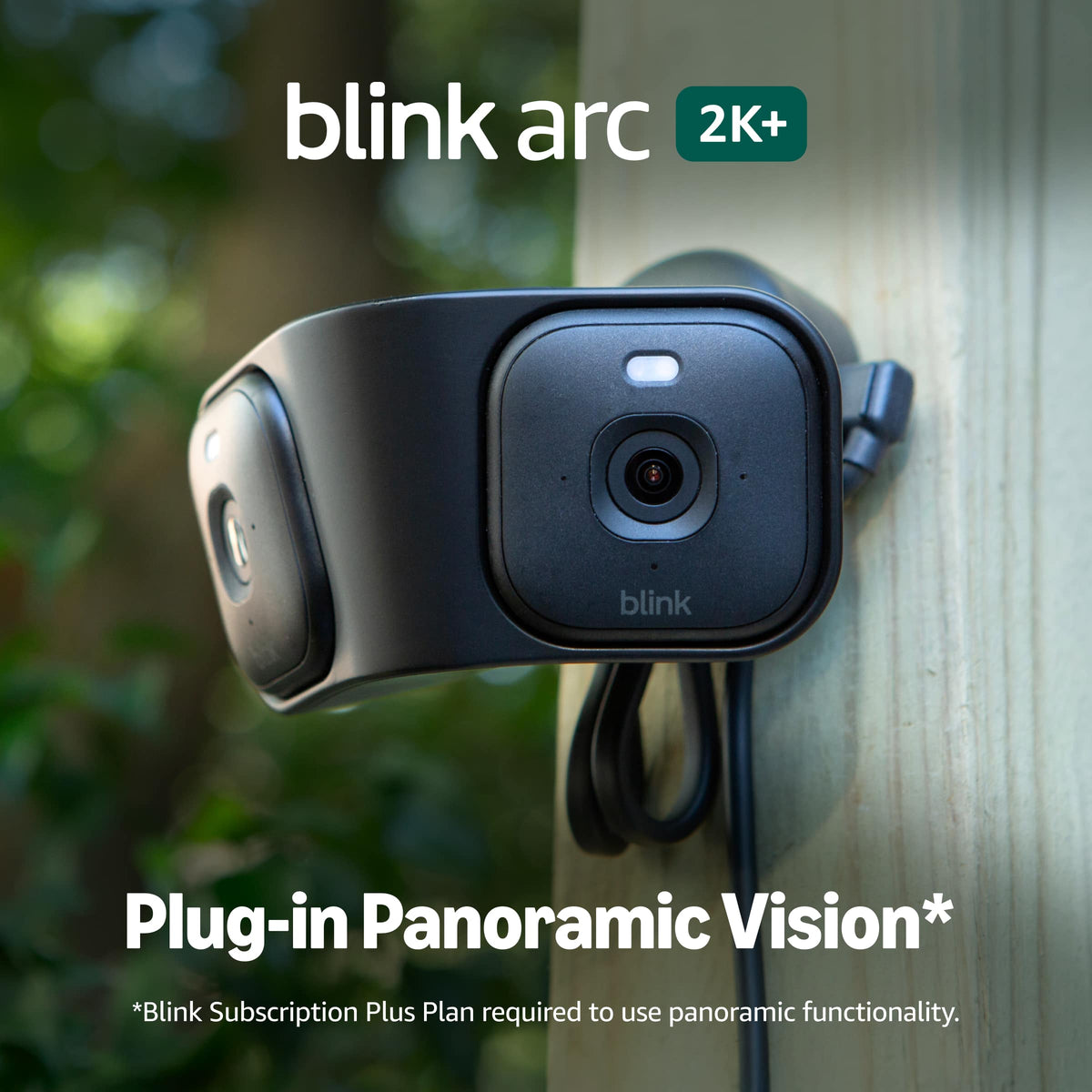 Blink - Arc – Hard Wired Panoramic Vision, 180° coverage, Mini 2K+ dual-camera security, single power source – 2 cameras - Black