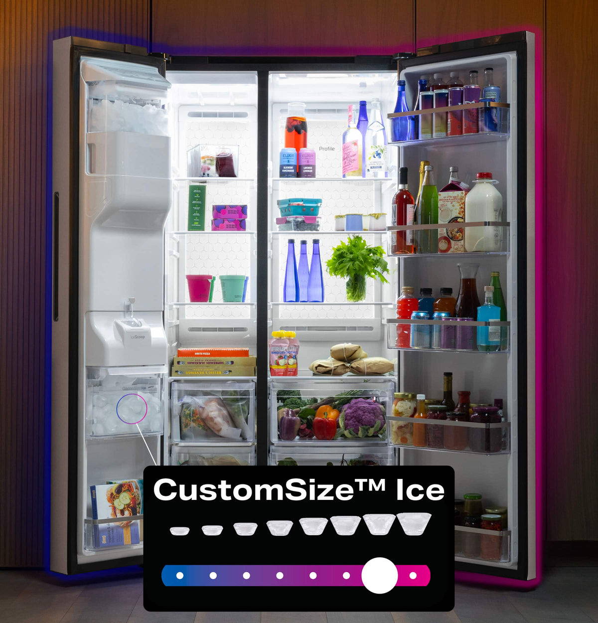 GE Profile - 36 in. Wide 23.5 Cu. Ft. Counter-Depth Side-By-Side Smart Refrigerator with Hands-Free AutoFill - Stainless Steel